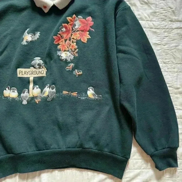 Vintage collared graphic sweatshirt autumn fall theme women’s size large grandma - Picture 4 of 8